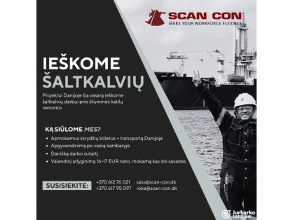  Darbas šaltkalviams Danijoje